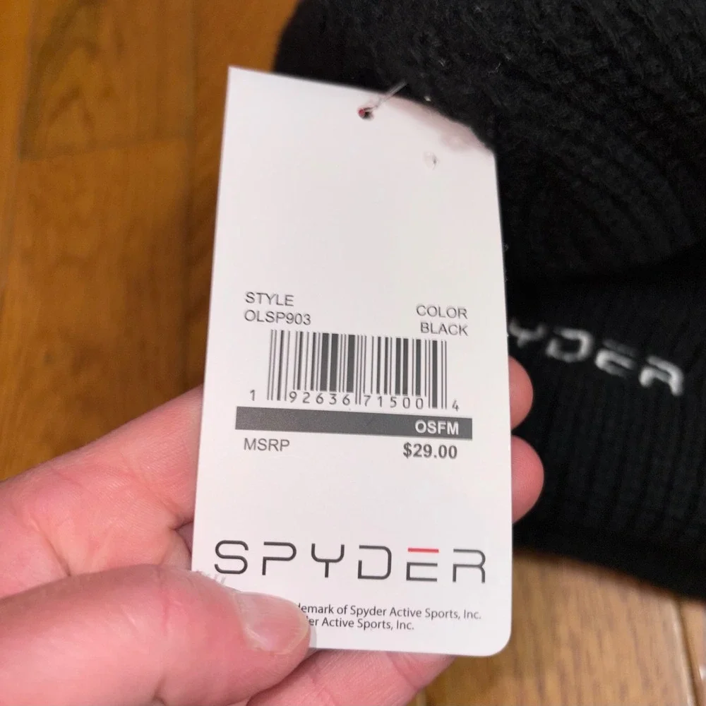 Spyder Kids Black Knit‎ Cuffed Beanie Hat OSFM OLSP903 New With Tags